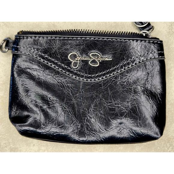 Jessica Simpson black leather wristlet - Picture 1 of 3